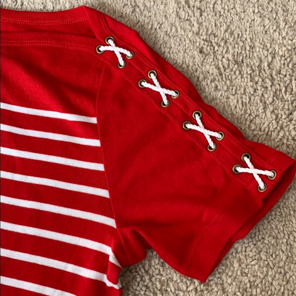 Ladies Ralph Lauren red/white stripe top - Picture 3 of 4